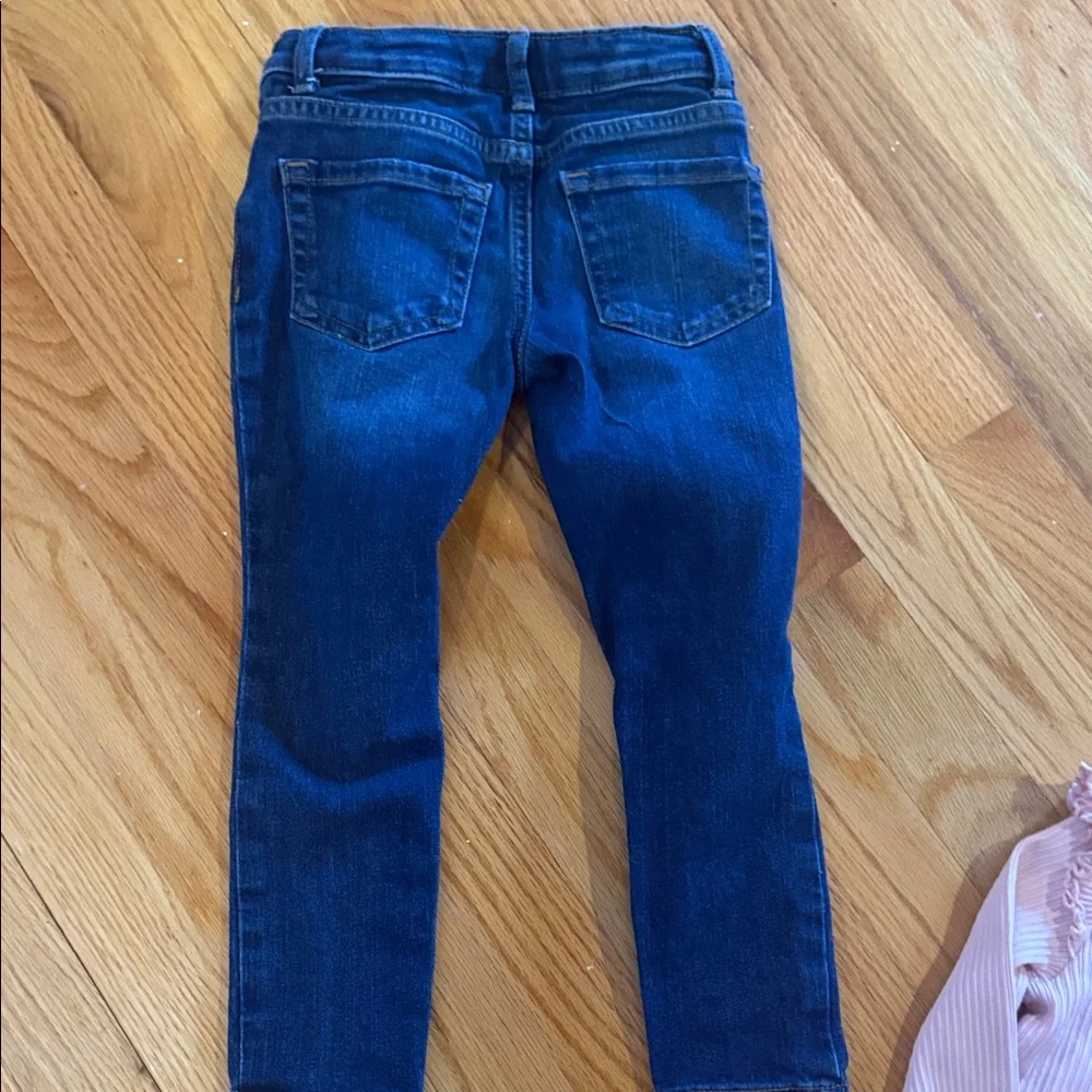 Jumping Beans Heart Embellished Denim Jeans and Pink Ruffle Long Sleeve Top 4T
